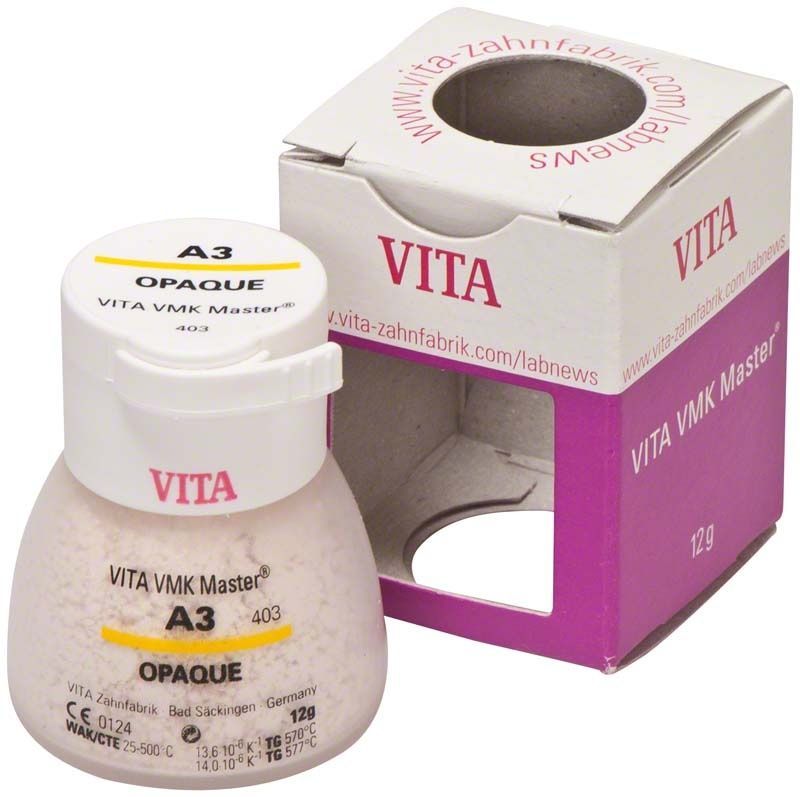 VITA VMK Master Opaque 12g A3, Keramikverblendmaterial mit Verpackung.