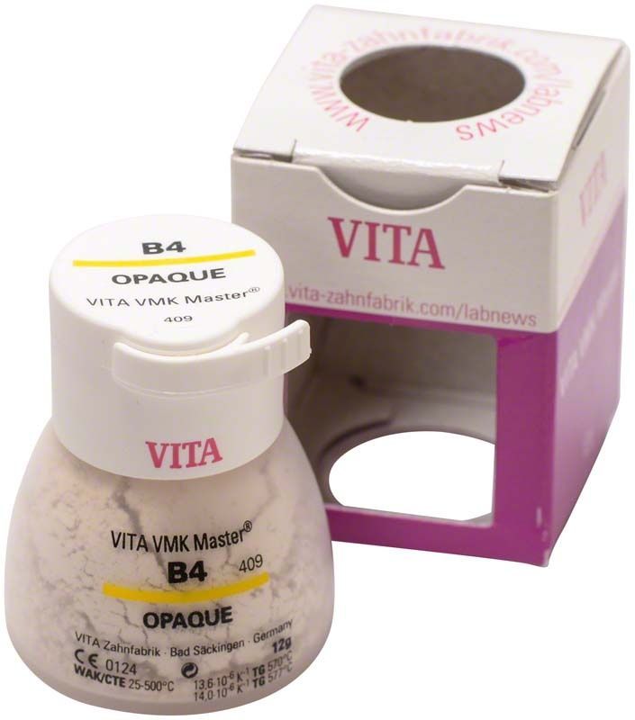VMK Master Opaque 12g B4 Zahntechnisches Material in weißer Verpackung.