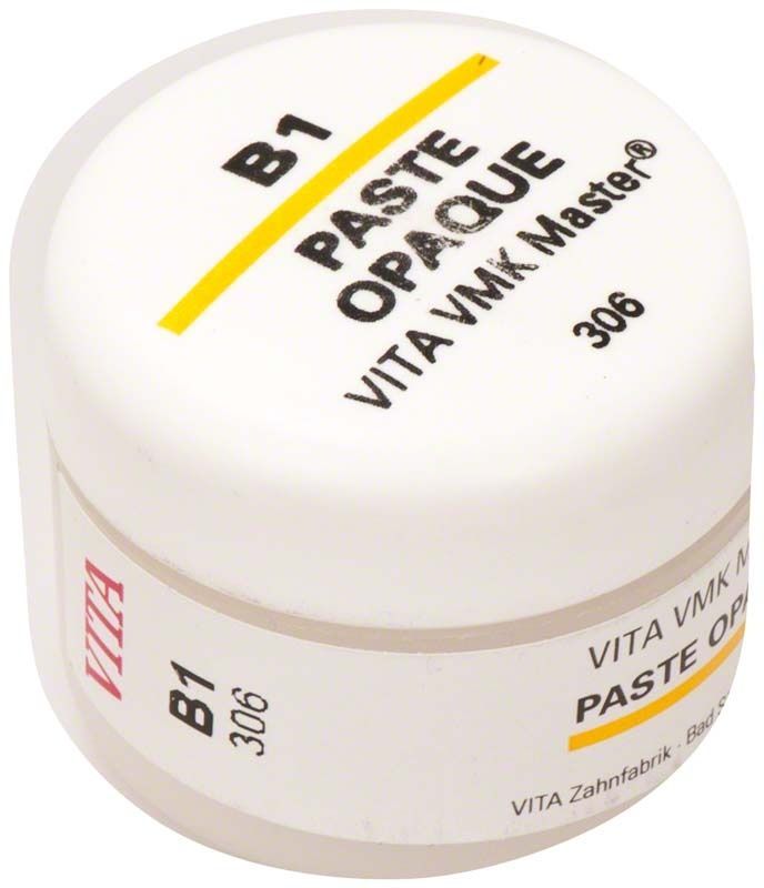 VMK Master Opaque Paste B1 in weißem Kunststoffbehälter mit Beschriftung.