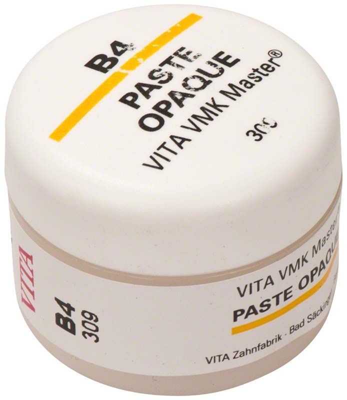 Weiße Dose mit VMK Master Opaque Paste B4 Beschriftung.