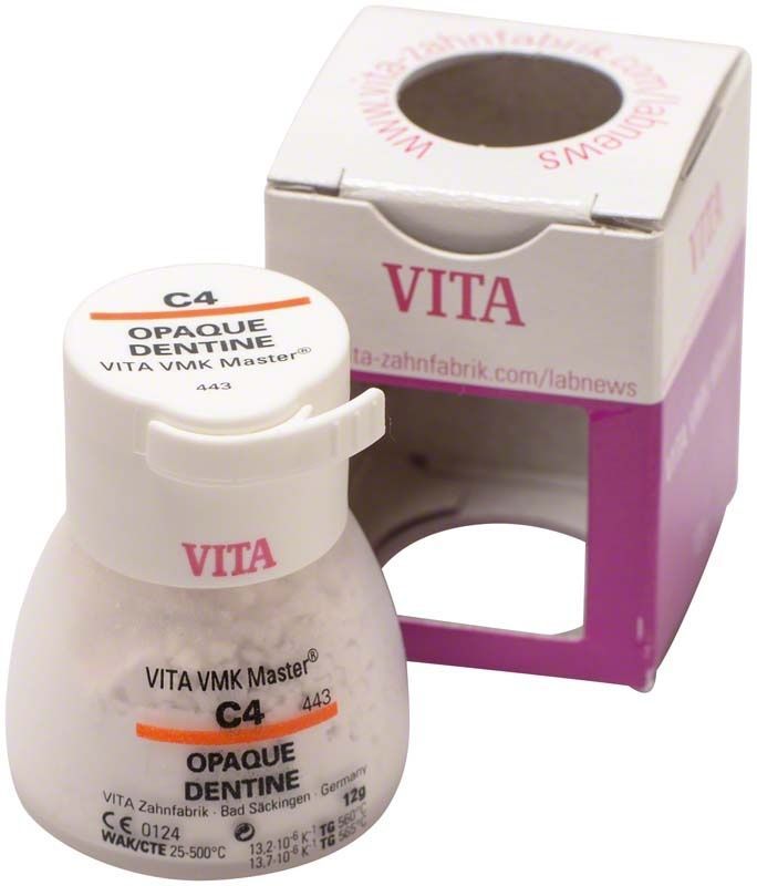 VMK Master Opaque Dentine 12g C4 in geöffneter Verpackung.