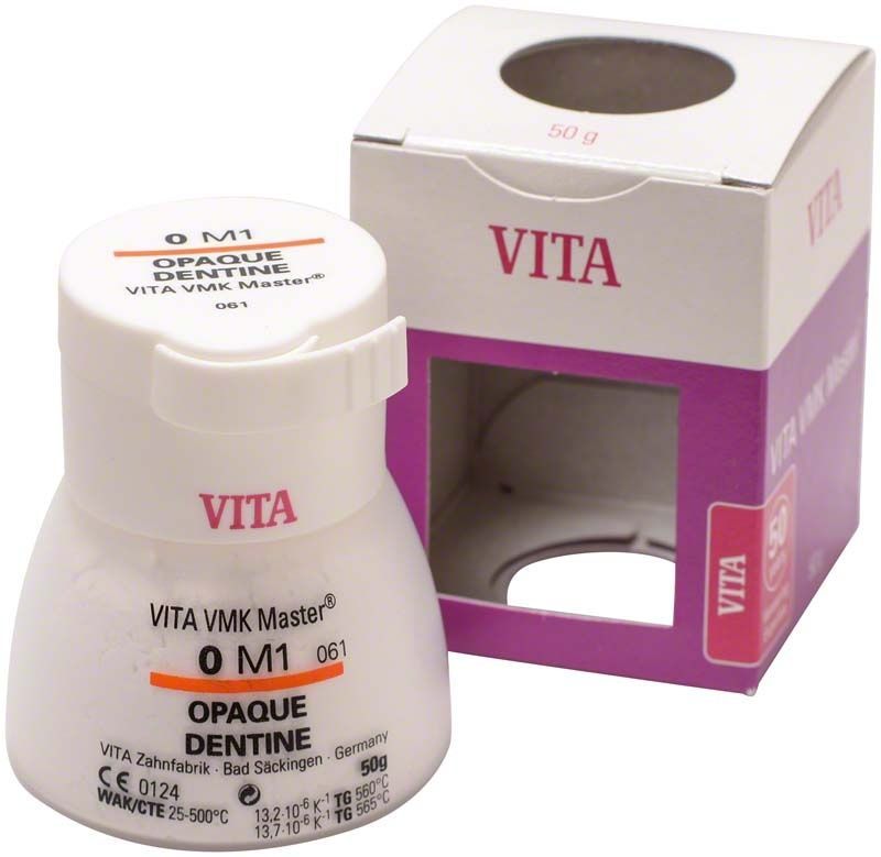 VMK Master 3D Opaque Dentine 50g 0M1 Verpackung und Behälter.