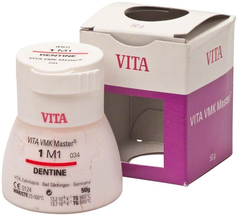 VMK Master 3D Dentine 50g 1M1 Zahnersatzmaterial mit Verpackung.