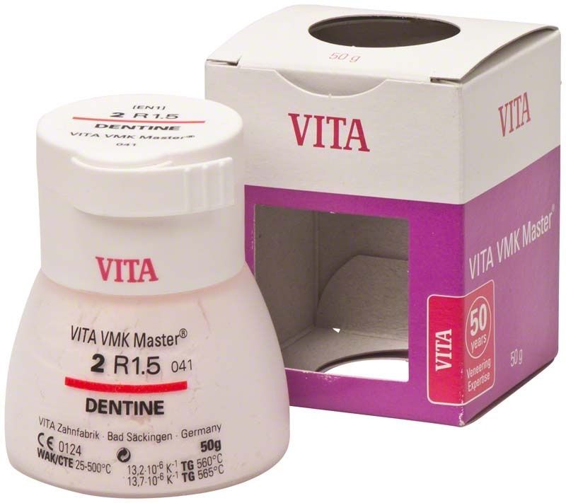 VMK Master 3D Dentine 50g 2R1.5 in weißer Verpackung mit rotem Aufdruck.