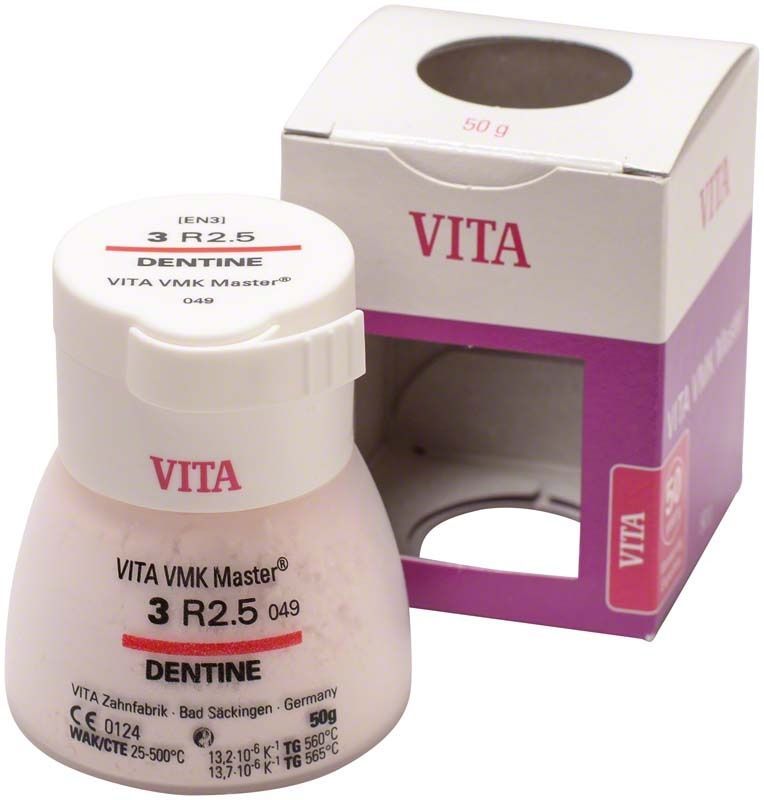 VMK Master 3D Dentine 50g 3R2.5 Zahnpulver vor Verpackung.