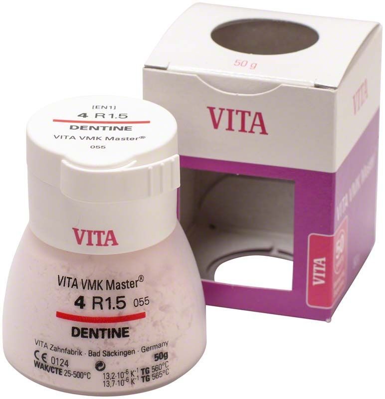VMK Master 3D Dentine 50g 4R1.5 Zahnpulver in geöffneter Verpackung.