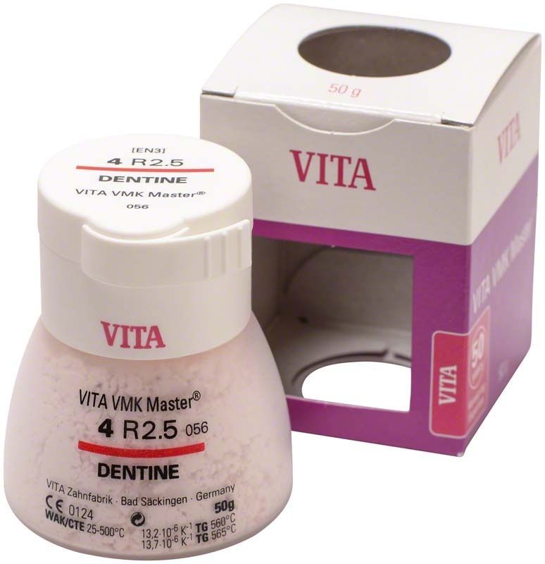 VMK Master 3D Dentine 50g 4R2.5 Keramikpulver im Tiegel mit Verpackung.