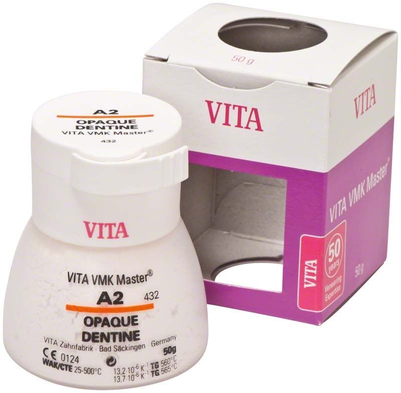 VMK Master Opaque Dentine A2, 50g, Zahnersatzmaterial in Originalverpackung.