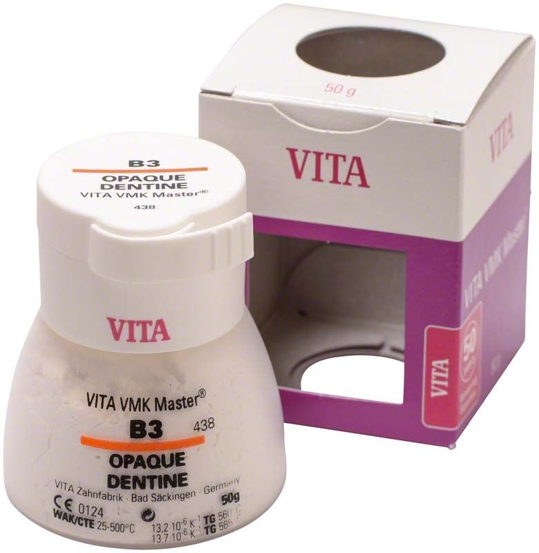 VMK Master Opaque Dentine 50g B3 in geöffneter Verpackung.