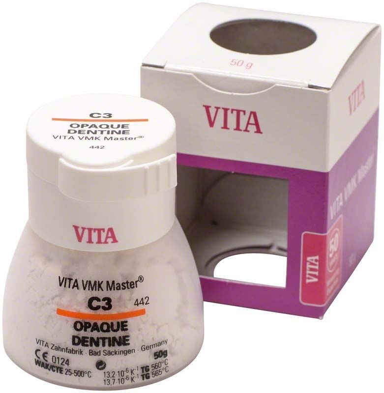 VMK Master Opaque Dentine 50g C3 Zahnersatzmaterial mit Verpackung.