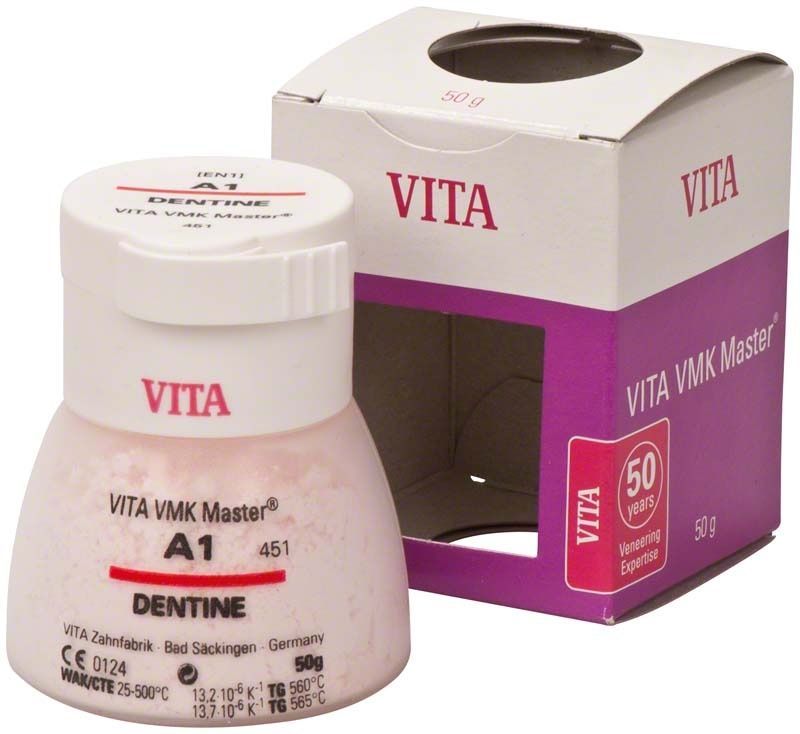 VMK Master klassische Dentine 50g A1 Verpackung mit geöffneter Schachtel.