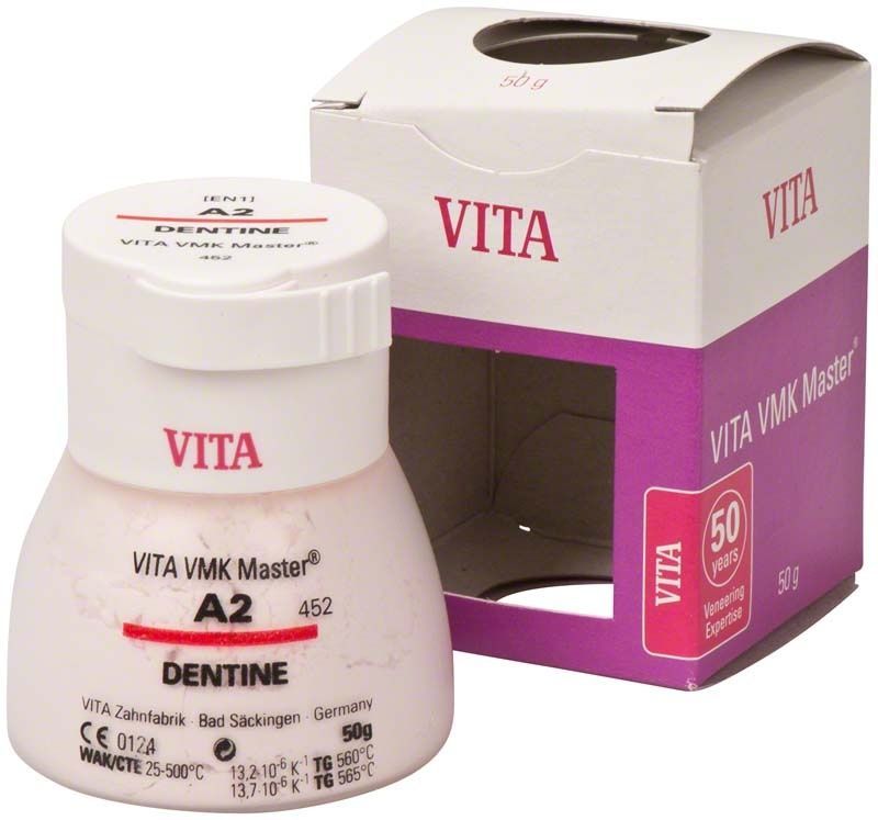 VITA VMK Master Dentine 50g A2 Keramikdose und Verpackung