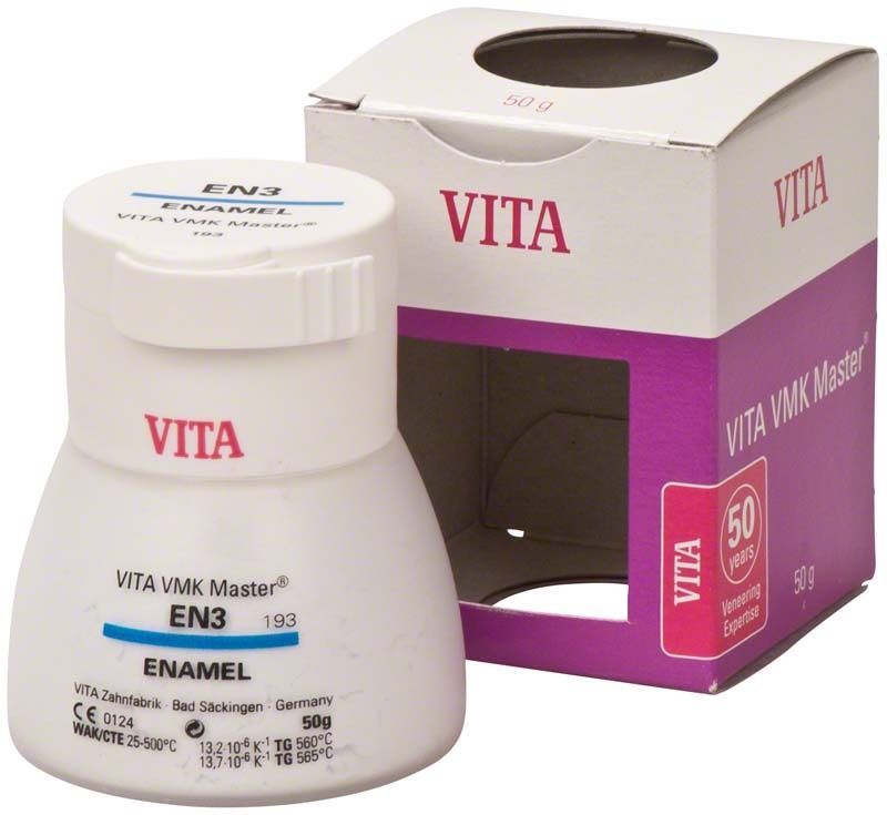 VMK Master Enamel 50g EN3 in weißer Verpackung mit rosa Akzenten.