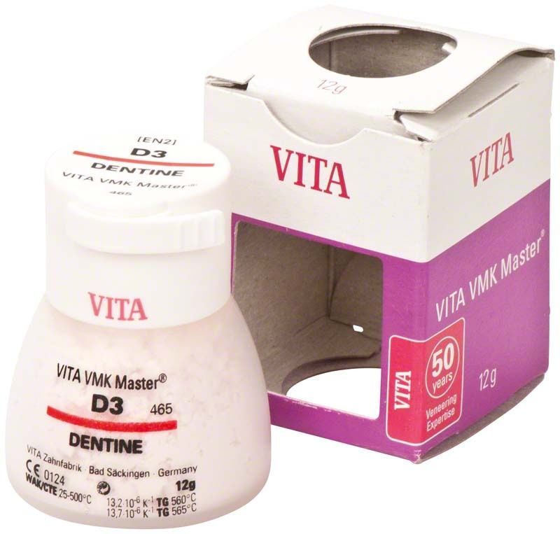VITA VMK Master Dentine D3, 12g Verpackung und Flasche.