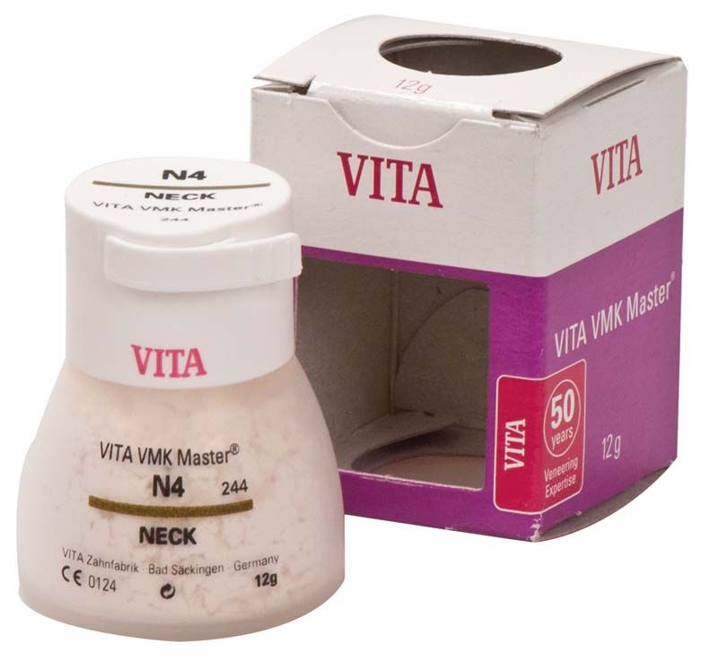 VITA VMK Master Neck N4 Zahnkeramikpulver mit Verpackung im Hintergrund