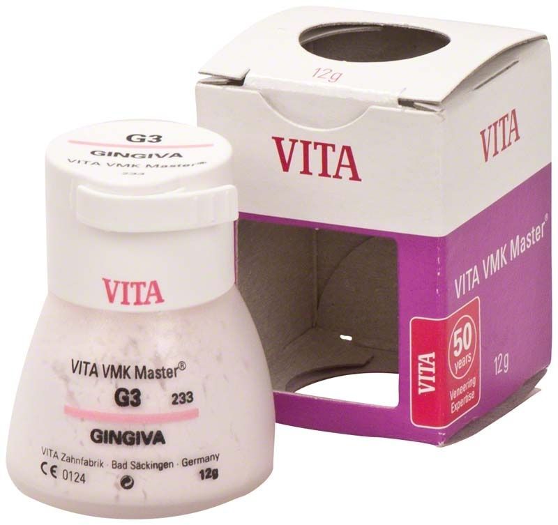 VITA VMK Master Gingiva G3 Pulver mit Verpackung im Hintergrund