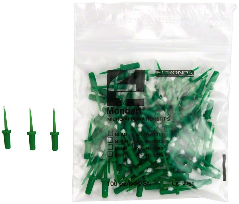 Grüne Monoart Applikationstips von Euronda in Kunststoffverpackung.