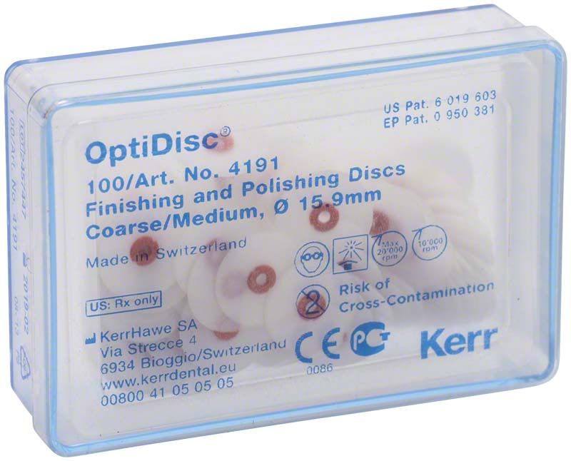 OptiDisc Polierscheiben 15,9mm grob/medium in Kunststoffbox.