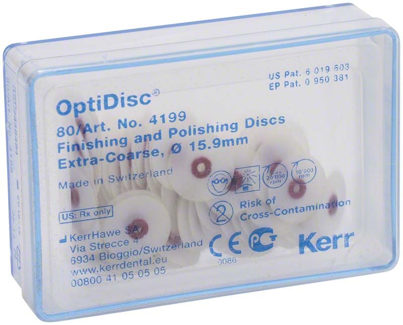 Polierscheiben OptiDisc 15,9mm, extra-grob in transparenter Verpackung.