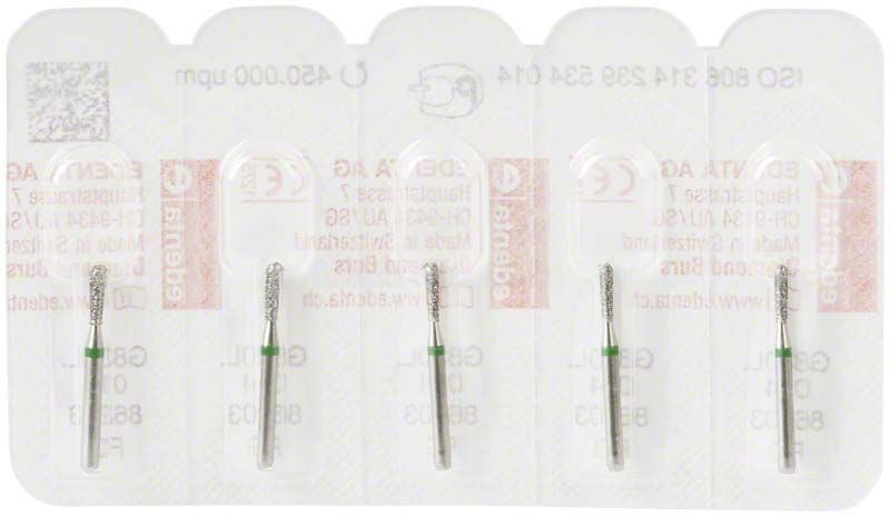 Diamantenschleifer Diamant FG 830LG 014 in Originalverpackung mit grünem Ring.