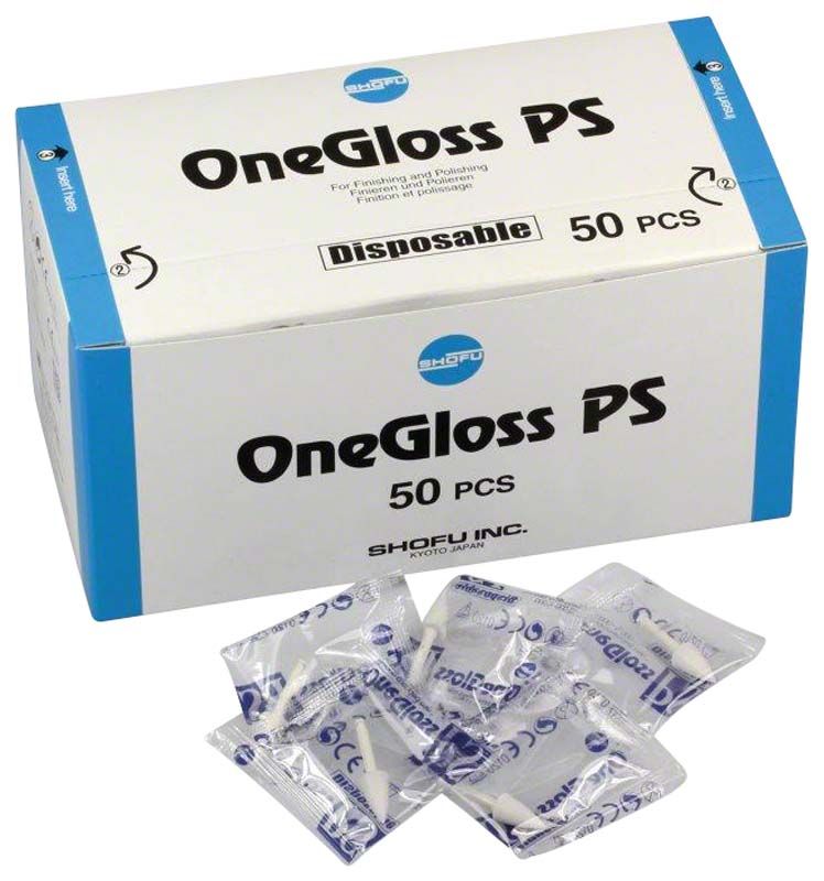 Verpackung von OneGloss PS Einweg-Polieraufsätzen mit 50 Stück.