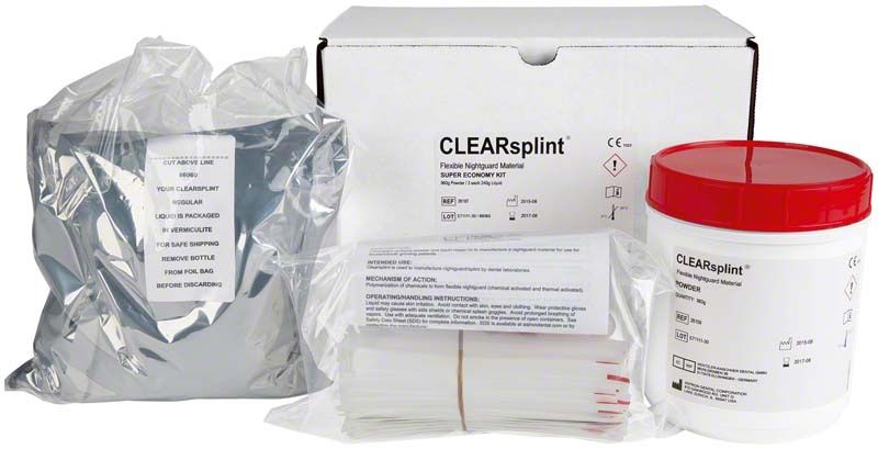 Hochwertiges CLEARsplint® Set mit Pulver, Flüssigkeit und Verpackung.