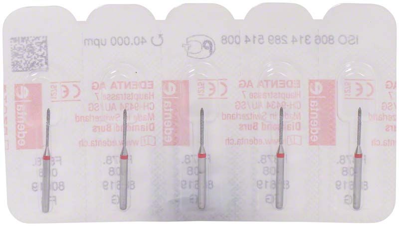Sterile Diamant FG 878F 008 Dentalbohrer in Einzelverpackung.