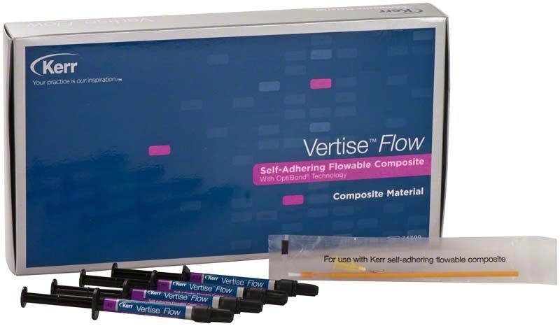 Vertise Flow Assorted Kit mit selbsthaftendem fließfähigem Komposit und Spritzen.