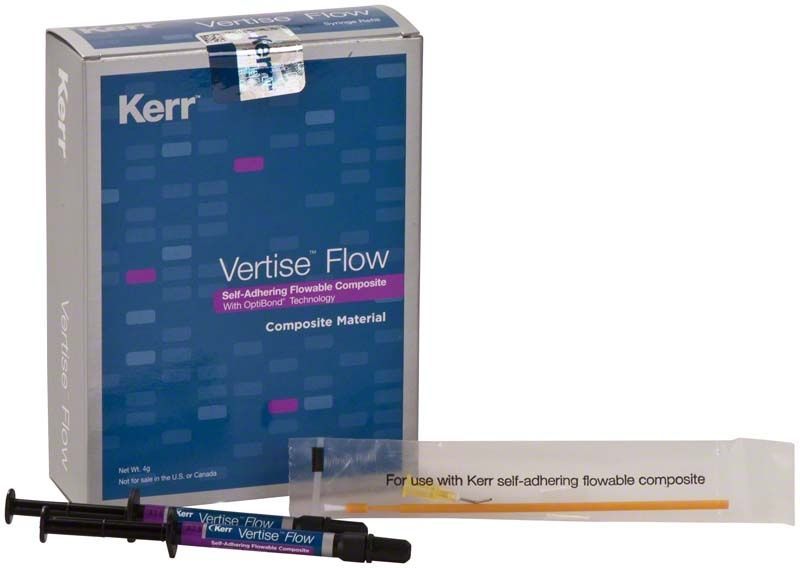 Vertise Flow Spritze A3,5 und Verpackung von Kerr für dentalen Einsatz.