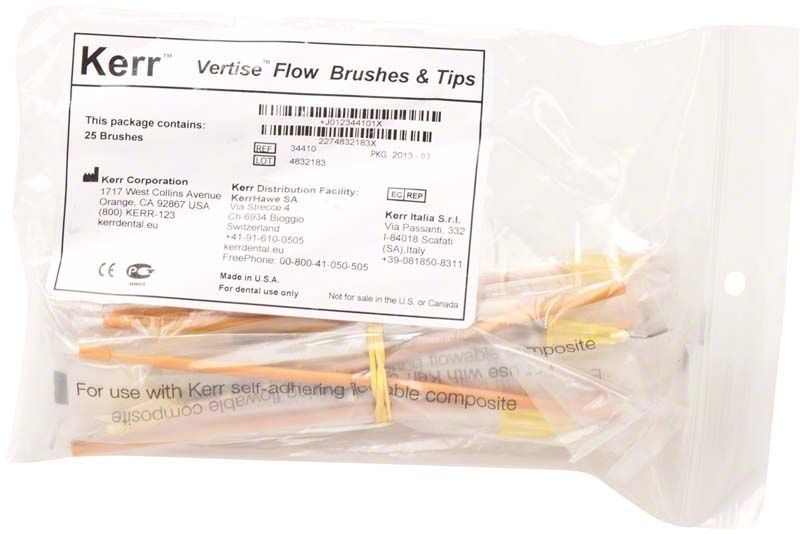 Vertise Flow Brush+Tips in transparenter Verpackung mit Etikett.