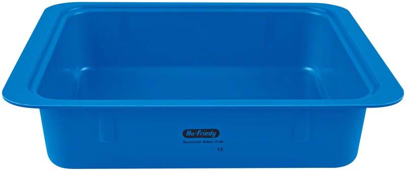 Blaue Kunststoffschale der SIGNATURE SERIES mit flachem Rand.