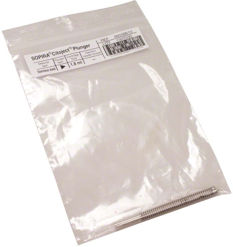 Verpackung der SOPIRA® Citoject® Kolbenstange spitz, 1,8mm, aus Edelstahl.