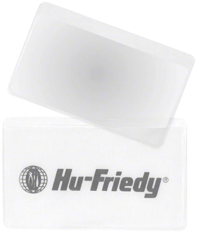 Vergrößerungsfolie mit Hu-Friedy-Logo auf weißem Hintergrund.