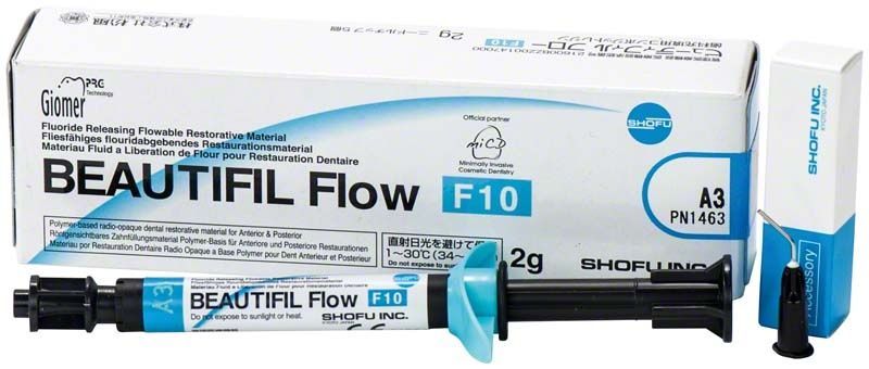 Beautifil Flow F10 A3 Spritze und Verpackung von Shofu Dental