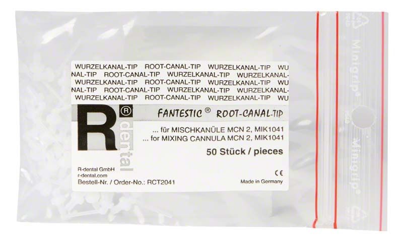 FANTESTIC® Wurzelkanal-Tips in transparenter Verpackung mit Produktinformationen.