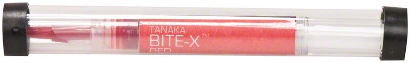 Roter BiteX-Artikulationsstift in transparenter Verpackung.