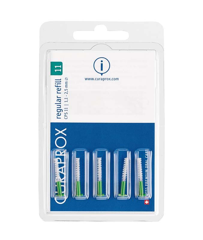 CURAPROX CPS regular grün Interdentalbürsten in Blisterverpackung mit vier Bürsten.
