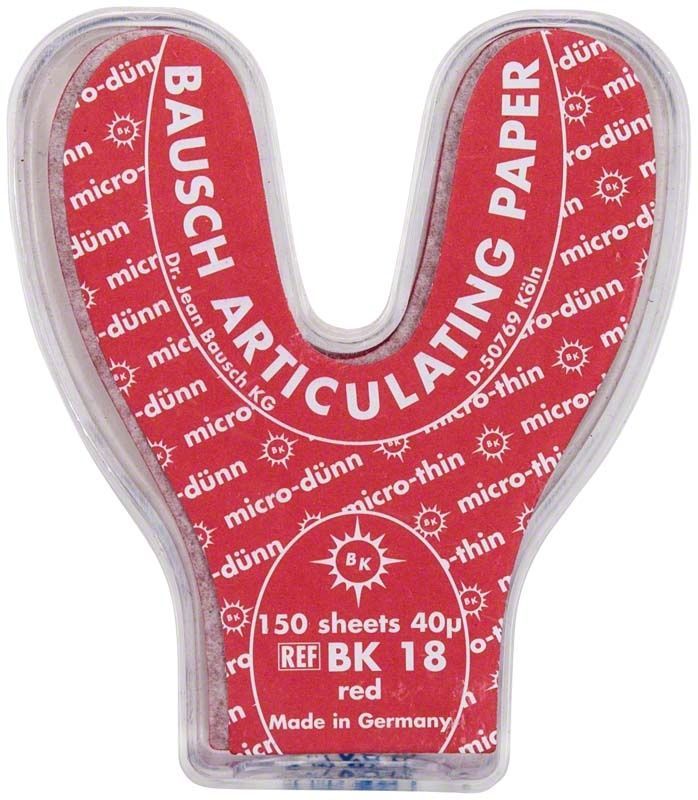 Bausch Artikulationspapier Hufeisenform, rot, 150 Blatt, 40µ, Made in Germany.