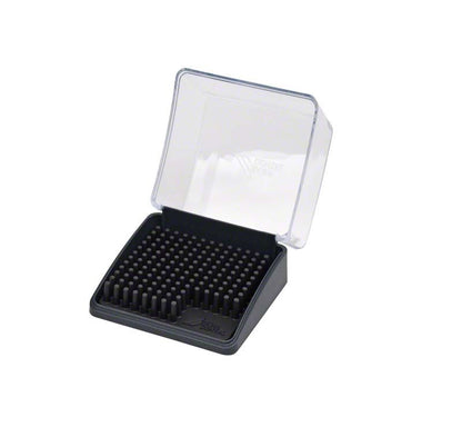 Folienablage für VistaScan Mini mit offenem transparentem Deckel und schwarzem Innenraum.