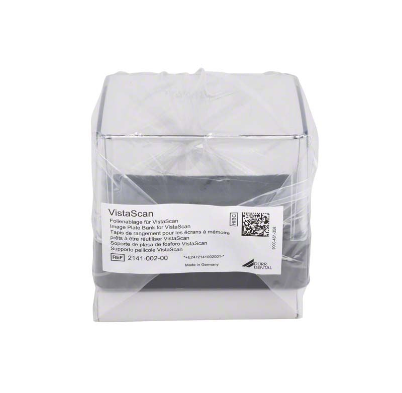 Folienablage für VistaScan Mini in transparenter Verpackung mit Produktetikett.