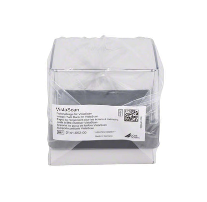 Folienablage für VistaScan Mini in transparenter Verpackung mit Produktetikett.
