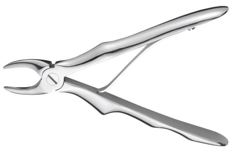 Kinderzahnzange LiquidSteel für obere Frontzähne in glänzendem Metallfinish.