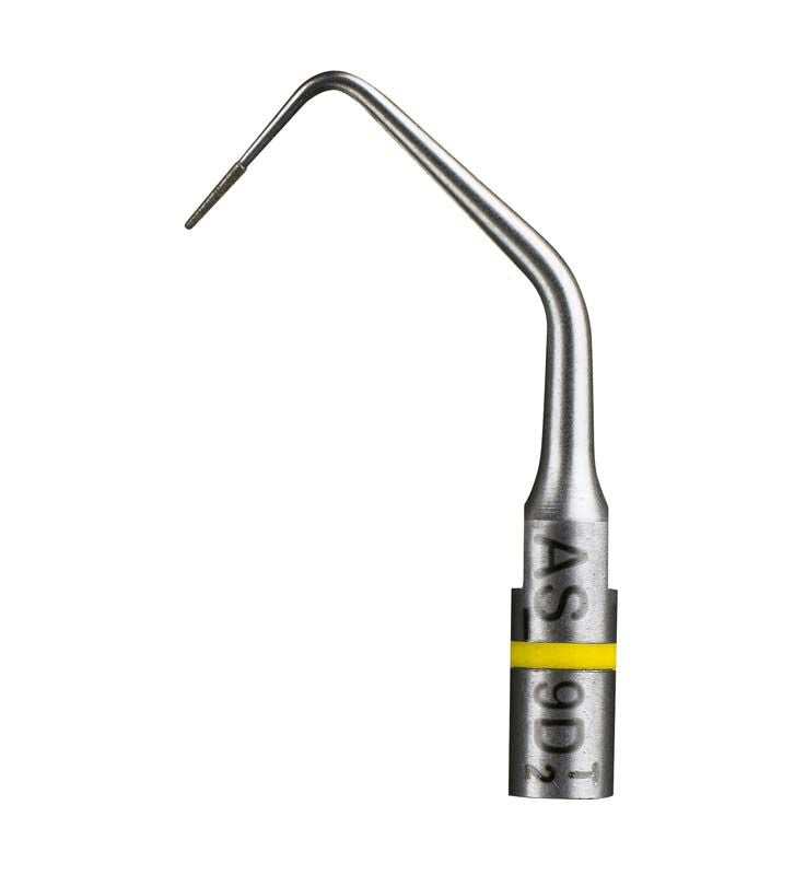 Endodontischer Ansatz AS9D, 9 mm lang, mit gelbem Markierungsring.