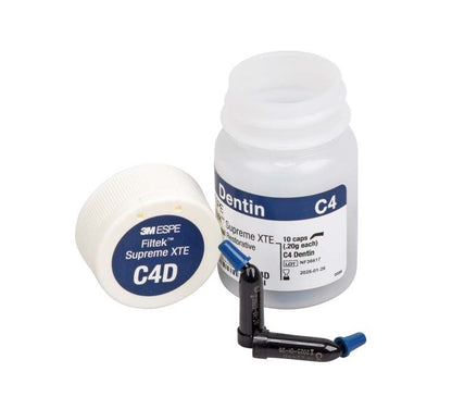 Filtek™ Supreme XTE Dentin Kapseln C4D mit geöffneter Verpackung und Kapsel.