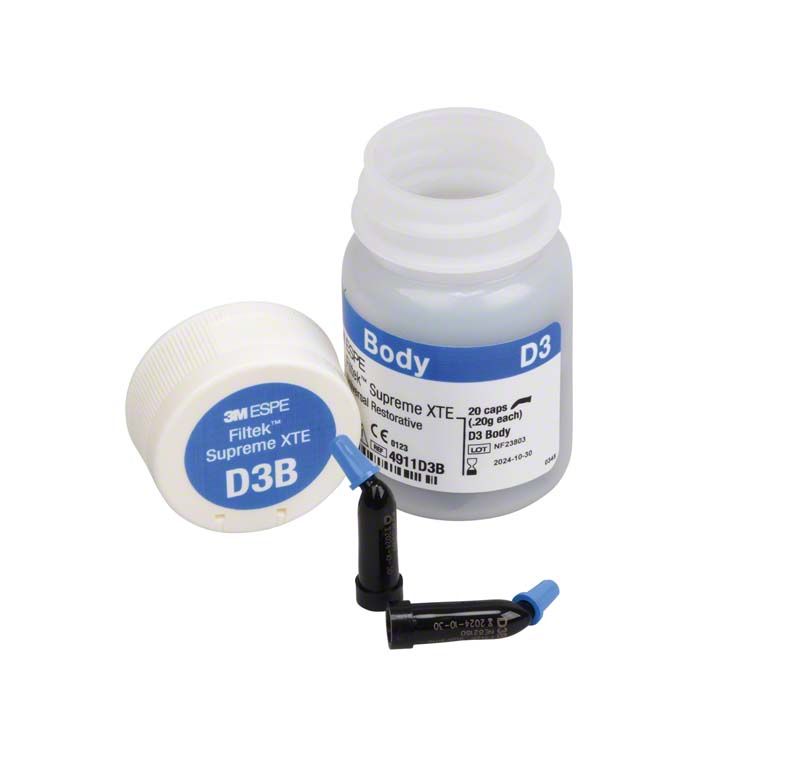 Filtek™ Supreme XTE Body Kapseln D3B mit geöffneter Verpackung.