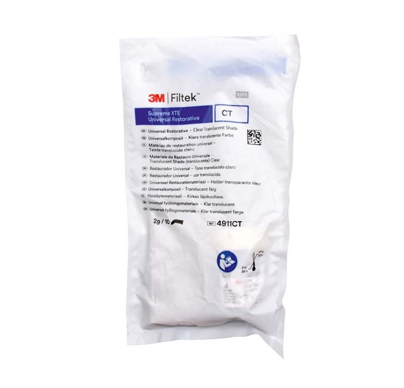 Filtek™ Supreme XTE Transluzenz Kapseln CT in weißer Verpackung mit Produktinformationen.