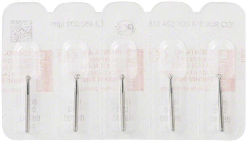 Diamantschleifer FG 801 018 in Blisterverpackung für Zahnarztpraxis.