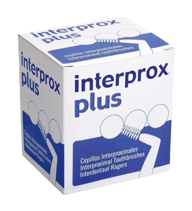 interprox® plus Box super micro mit Zahnbürstenabbildung und Produktnamen auf der Verpackung