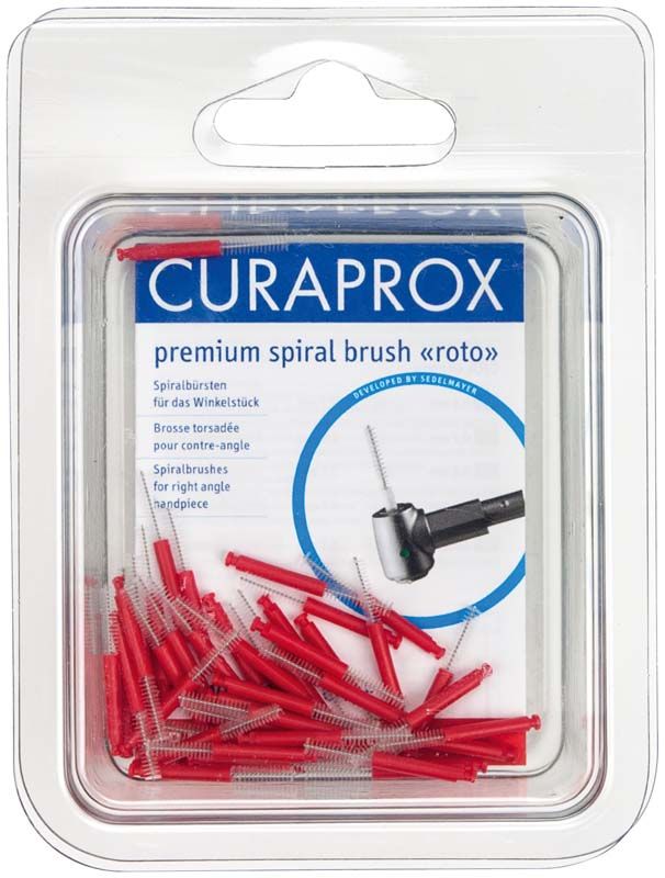 Verpackung CURAPROX CRA roto CRA 07 prime mit roten Interdentalbürsten.