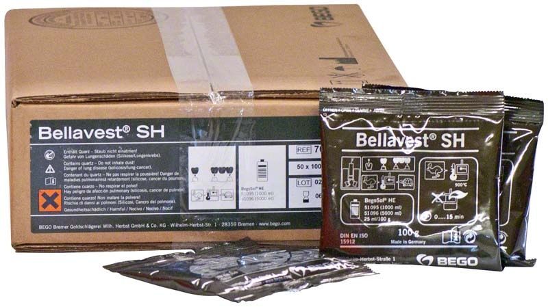 Bellavest® SH Verpackung mit 100g Beuteln für Dentalpräzisionsguss.